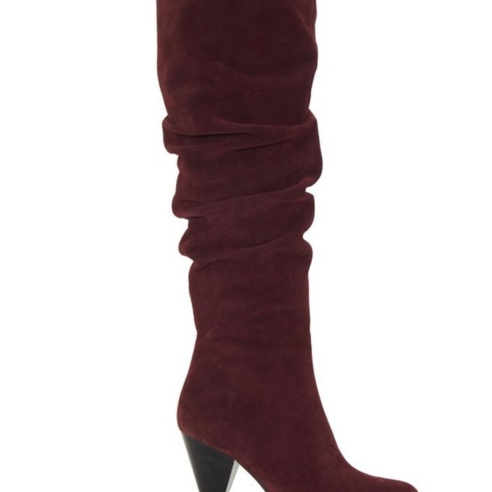INC International Concepts Women's Wine Suede Tall Boots maroon